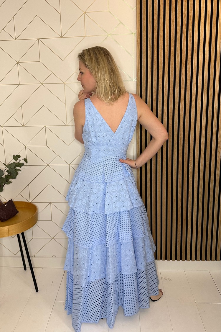 Silvian Heach Geborduurde Maxi Jurk Blauw