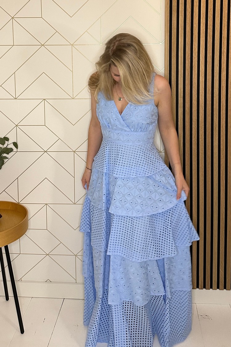 Silvian Heach Geborduurde Maxi Jurk Blauw