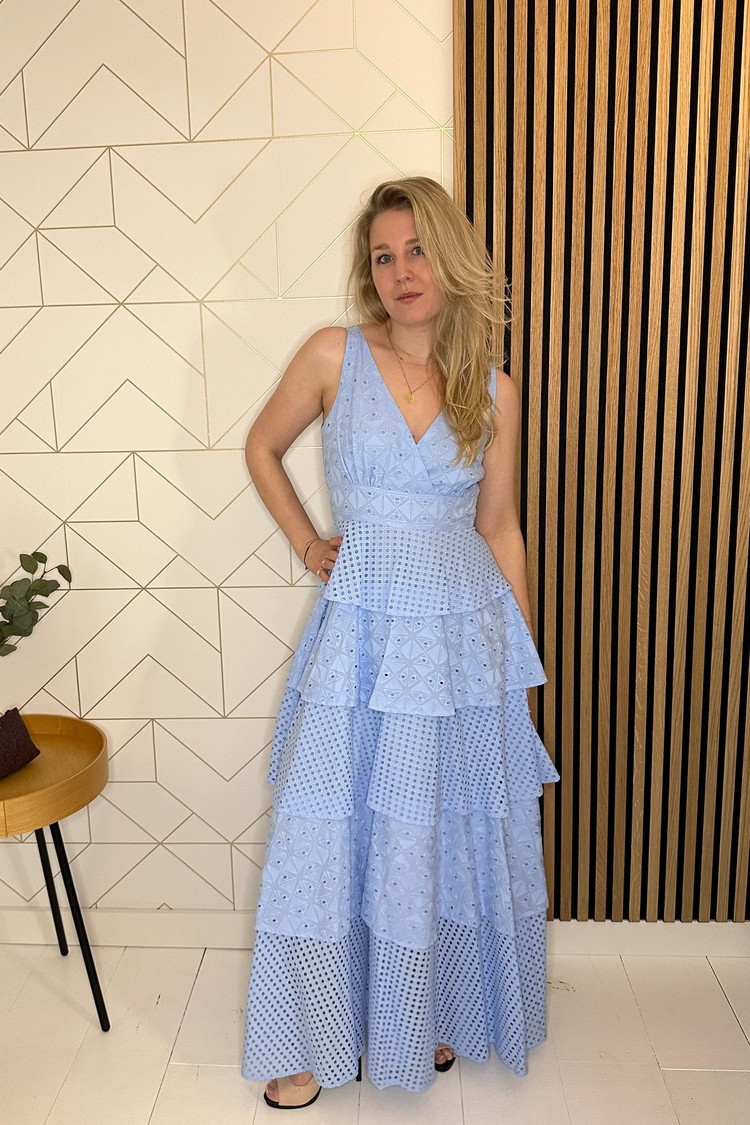 Silvian Heach Geborduurde Maxi Jurk Blauw