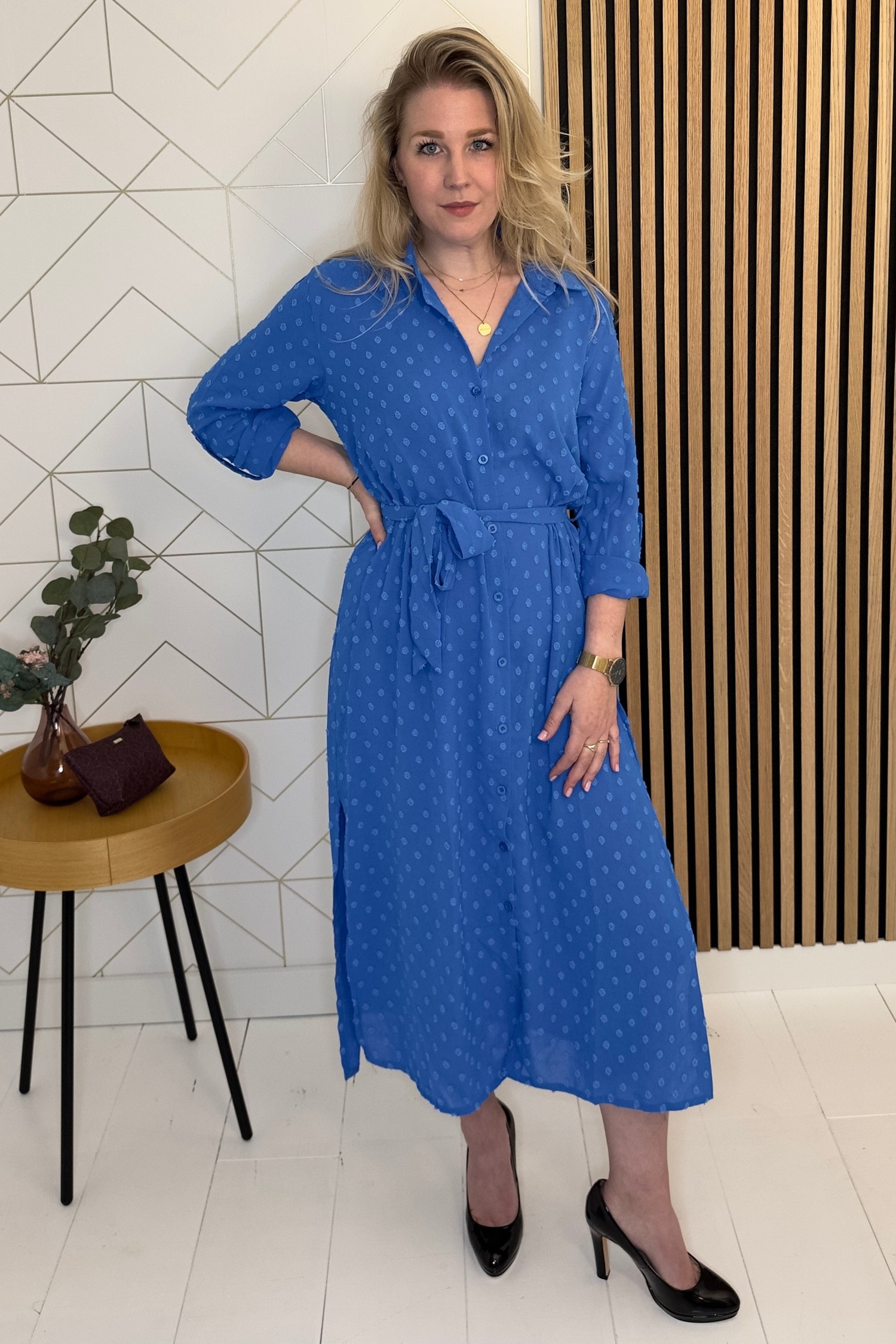 Midi jurk Eron Blauw Sisters Point kopen | - Lilly-Kate