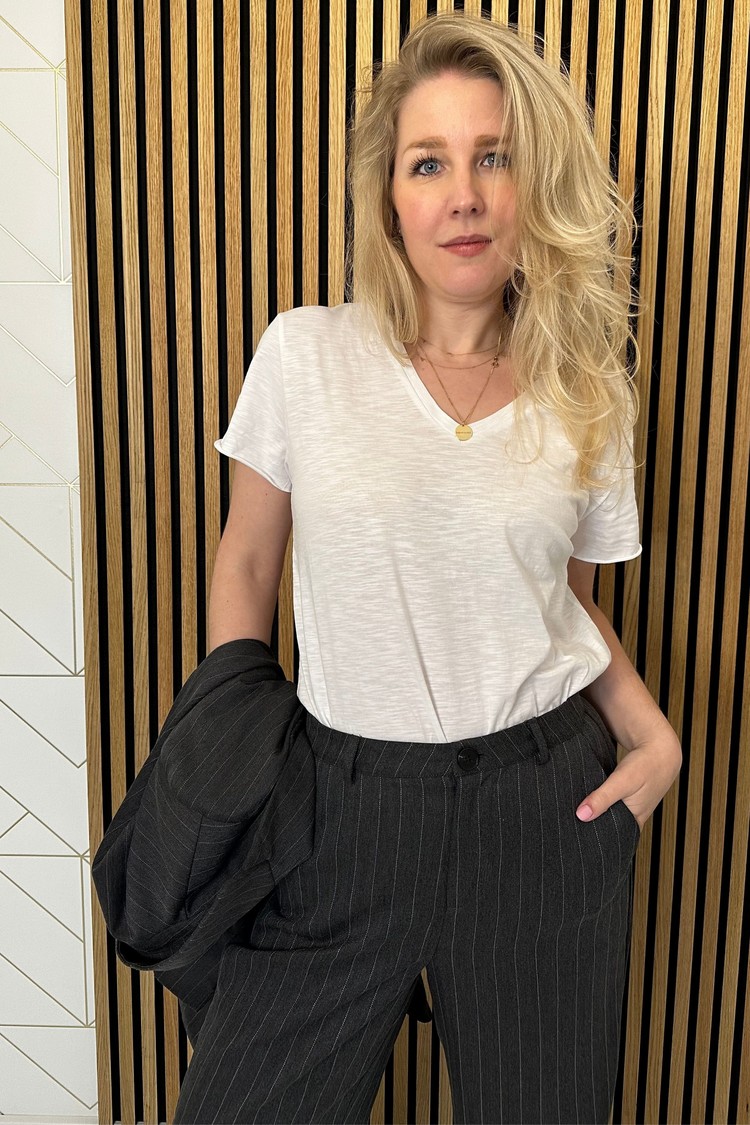 Sisters Point Pantalon Pinstripe Grijs