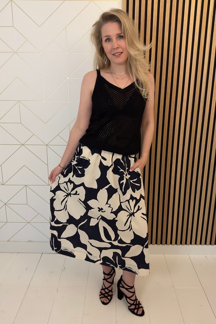 Saint Tropez Midirok Ursula Donkerblauw/Wit