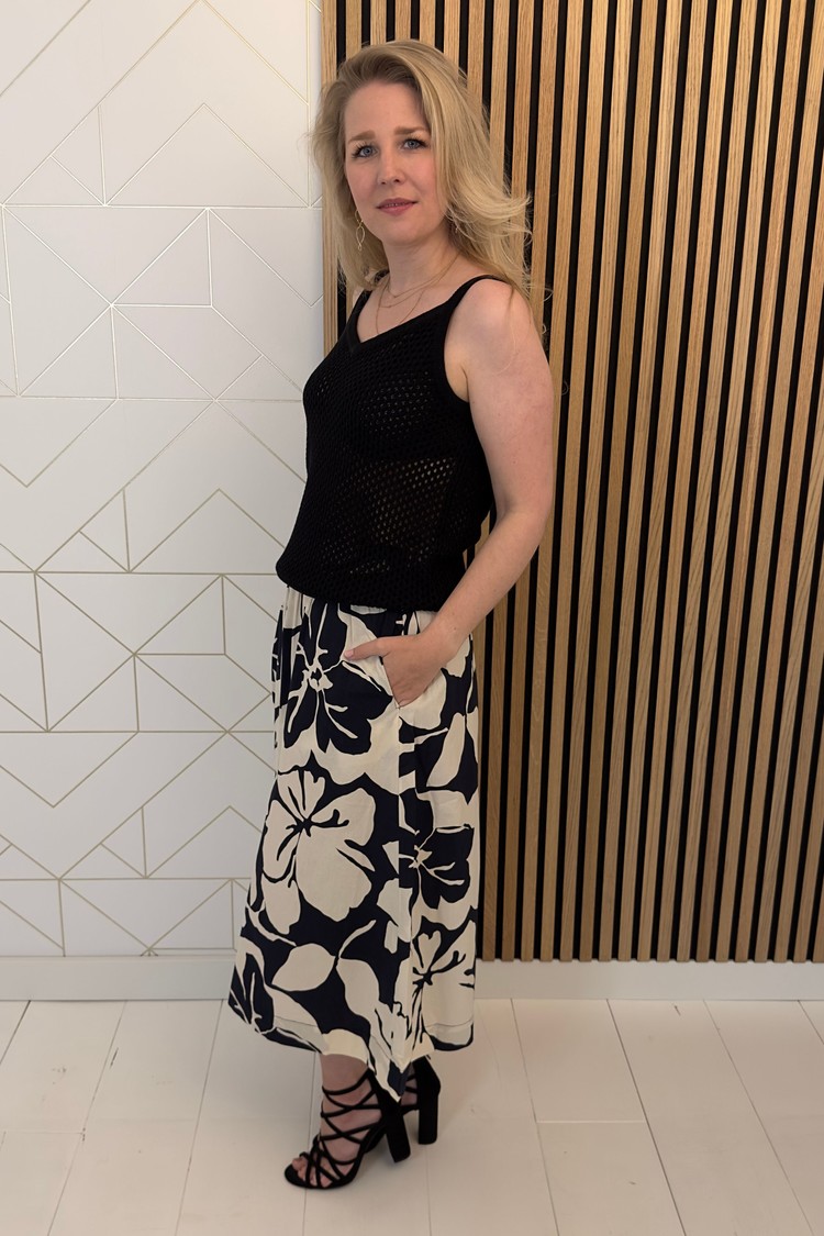 Saint Tropez Midirok Ursula Donkerblauw/Wit