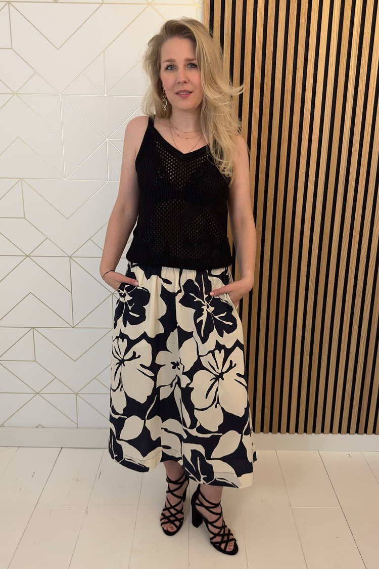 Saint Tropez Midirok Ursula Donkerblauw/Wit