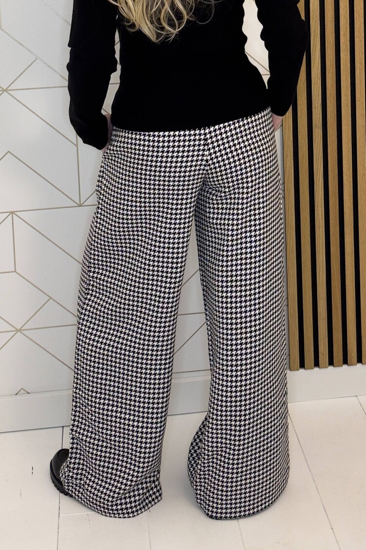 Silvian Heach Pantalon Lungo Pied de Poule Zwart/Wit