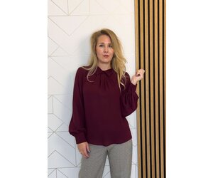 Shop bordaux rode Kocca Italia blouse Paulette online bij Lilly-Kate