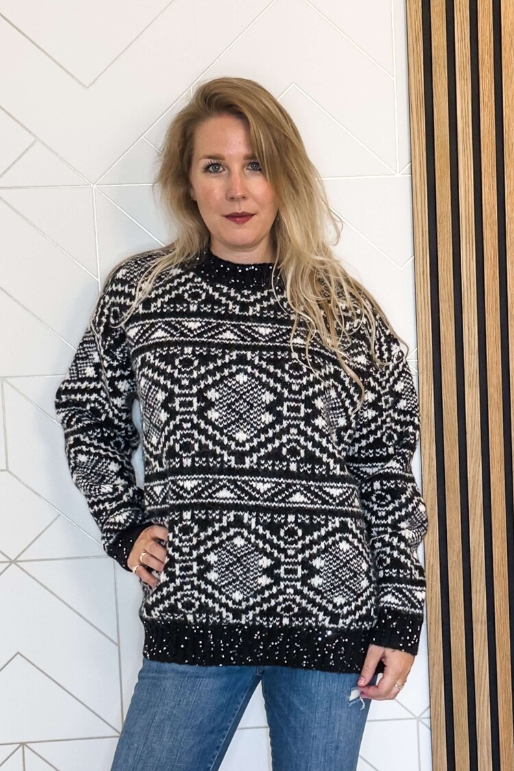 Silvian Heach Sweater Maglia Zwart/Wit