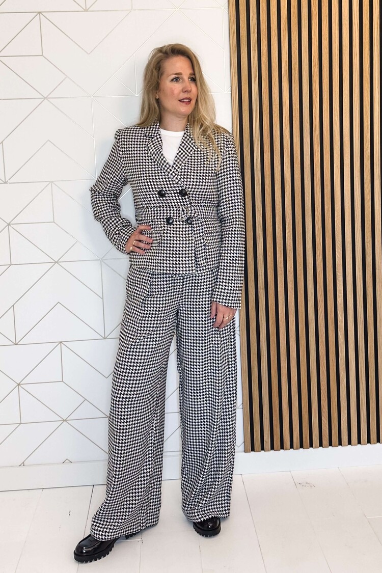 Silvian Heach Blazer Giacca Pied de Poule Zwart/Wit