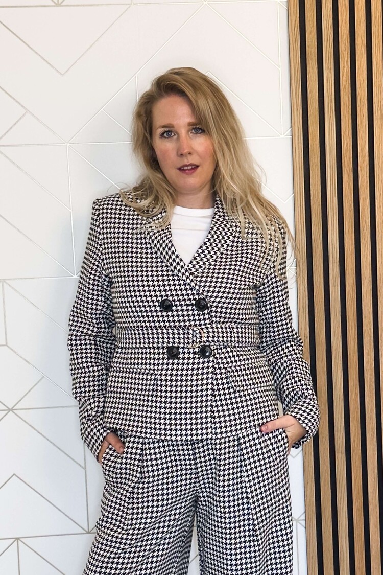 Silvian Heach Blazer Giacca Pied de Poule Zwart/Wit