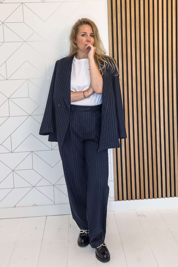 Silvian Heach Pantalon Lungo Pinstripe Blauw