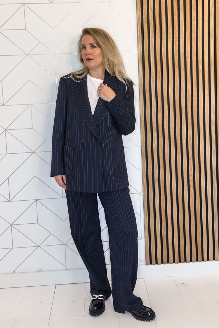 Silvian Heach Pantalon Lungo Pinstripe Blauw