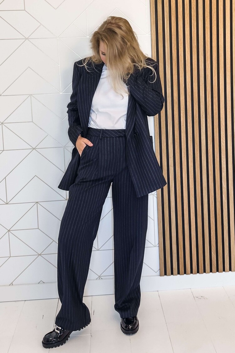 Silvian Heach Pantalon Lungo Pinstripe Blauw