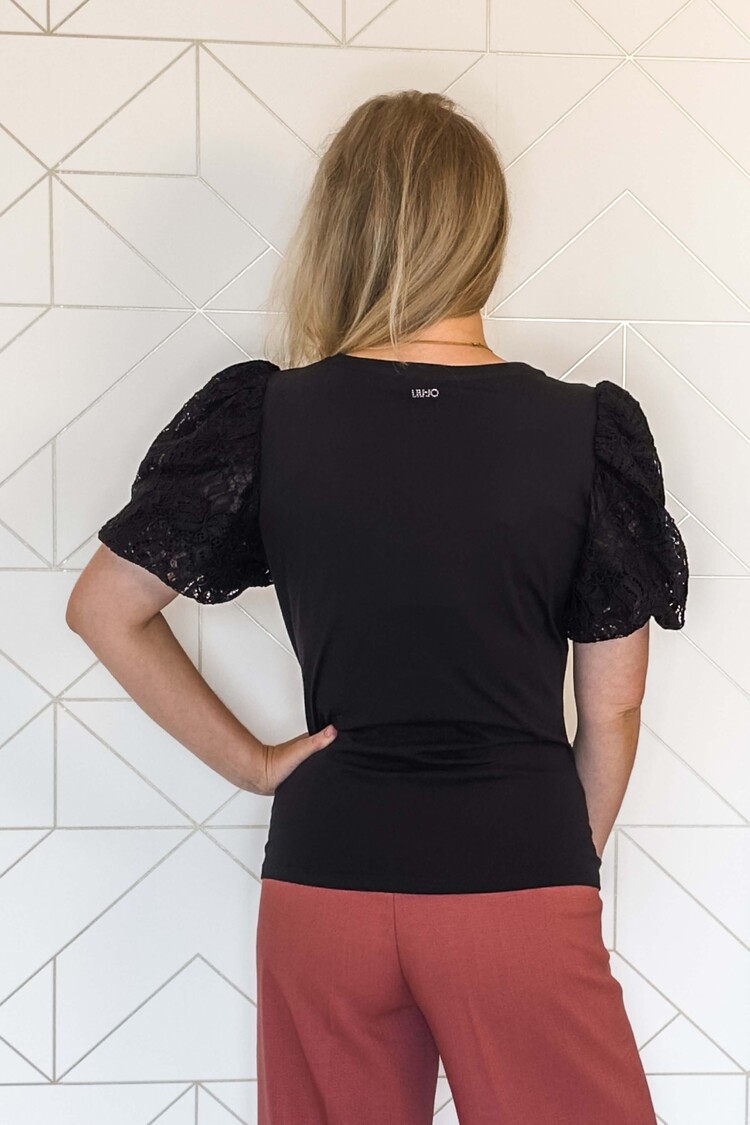 Liu Jo T-Shirt Pofmouw Moda Zwart