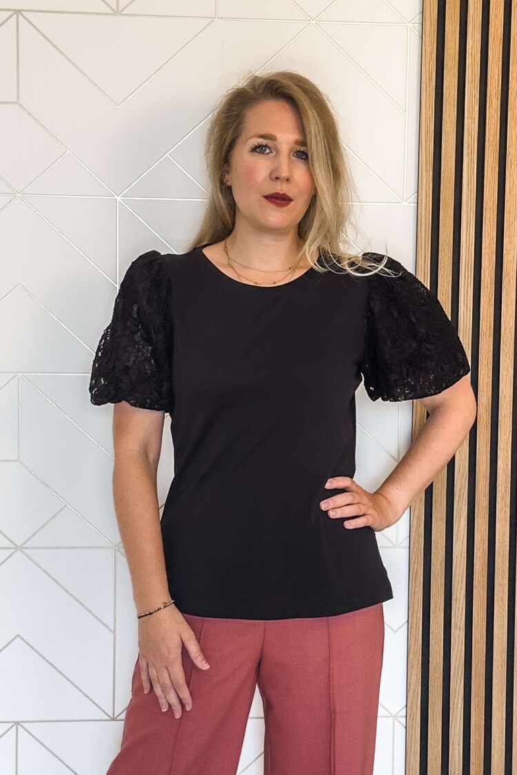 Liu Jo T-Shirt Pofmouw Moda Zwart