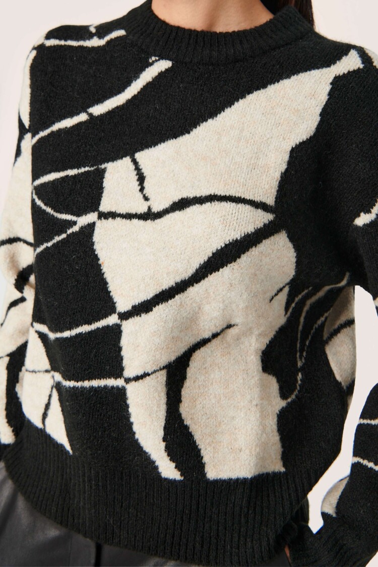 Soaked in Luxury Pullover Rakel Bates Zwart/Wit