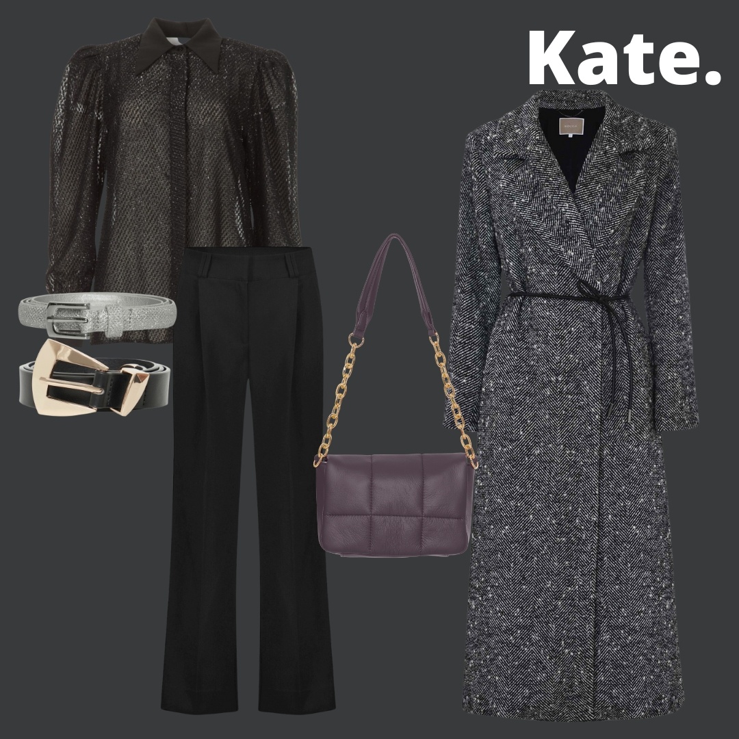 Outfit 1: Subtiele glans in zwart en goud