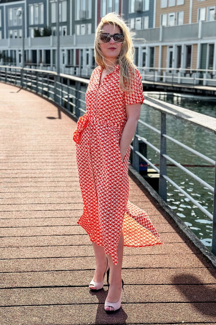 Saint Tropez Midi-jurk Blanca Oranje