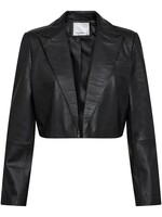 Co'Couture PhoebeCC Leather Crop Blazer - Black
