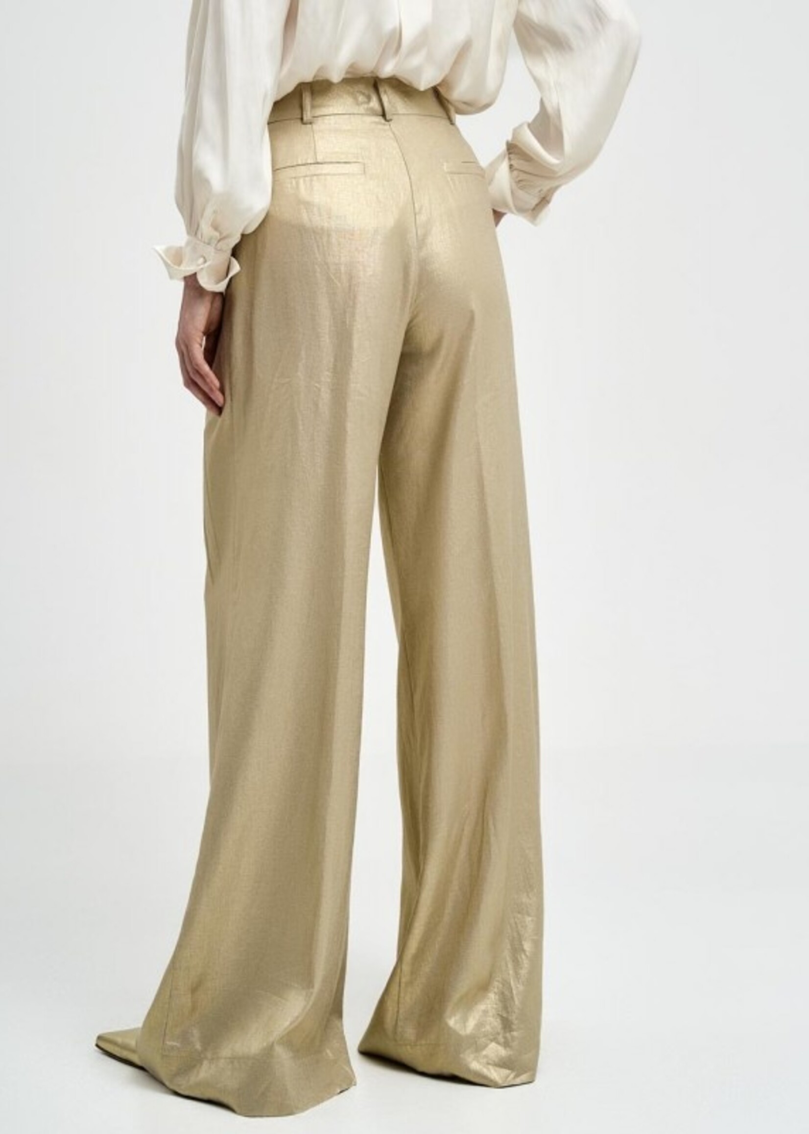 Access Metallic-effect pleated pants - Gold