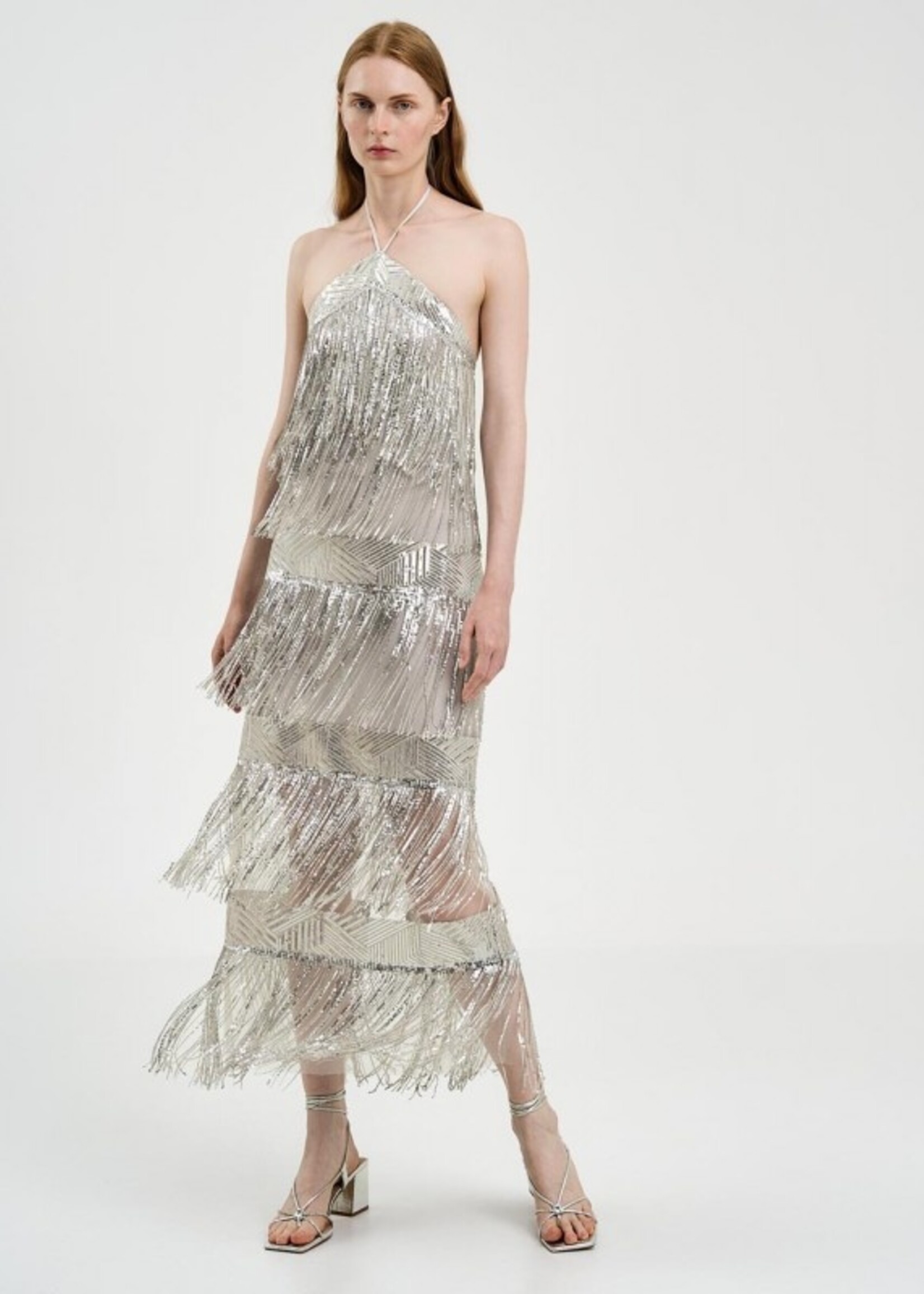 Access Dress with sequin fringes - Silver