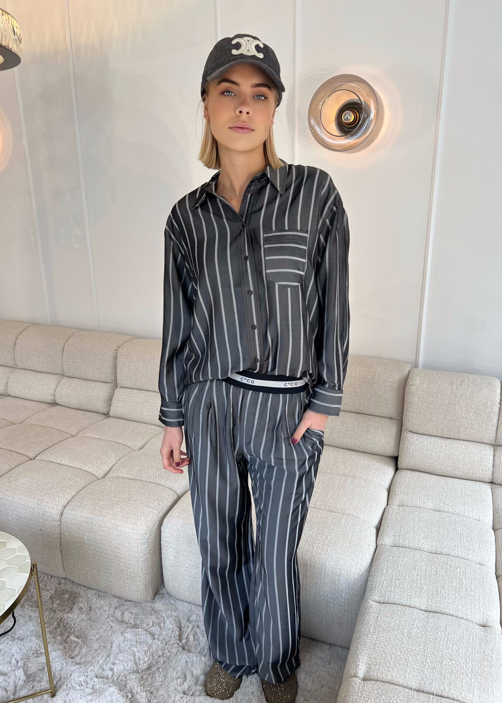 Co'Couture SueCC Stripe Pant - Black