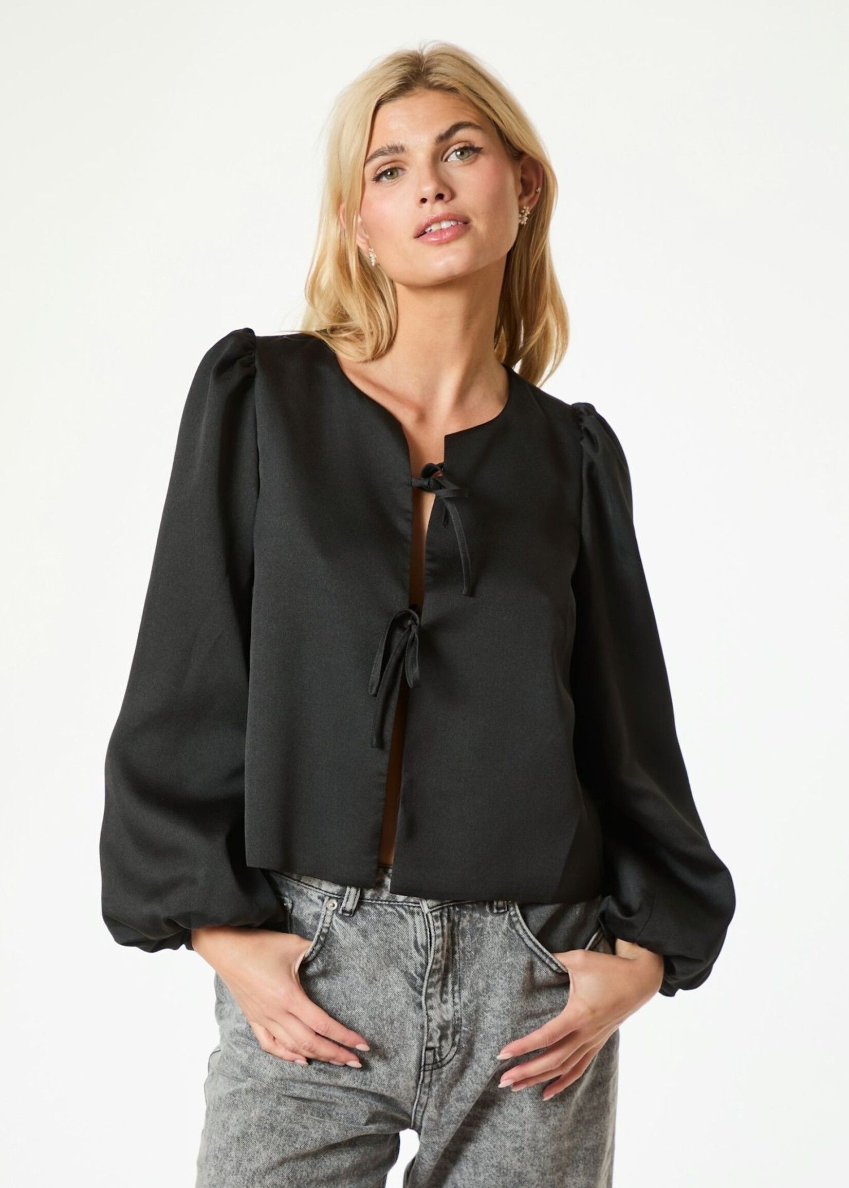 Neo Noir Daliska Dull Satin Blouse - Black