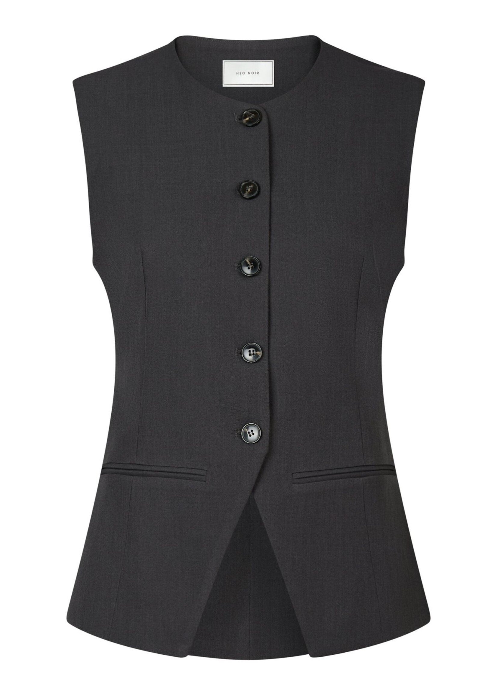 Neo Noir Fabia Structure Waistcoat - Dark Grey