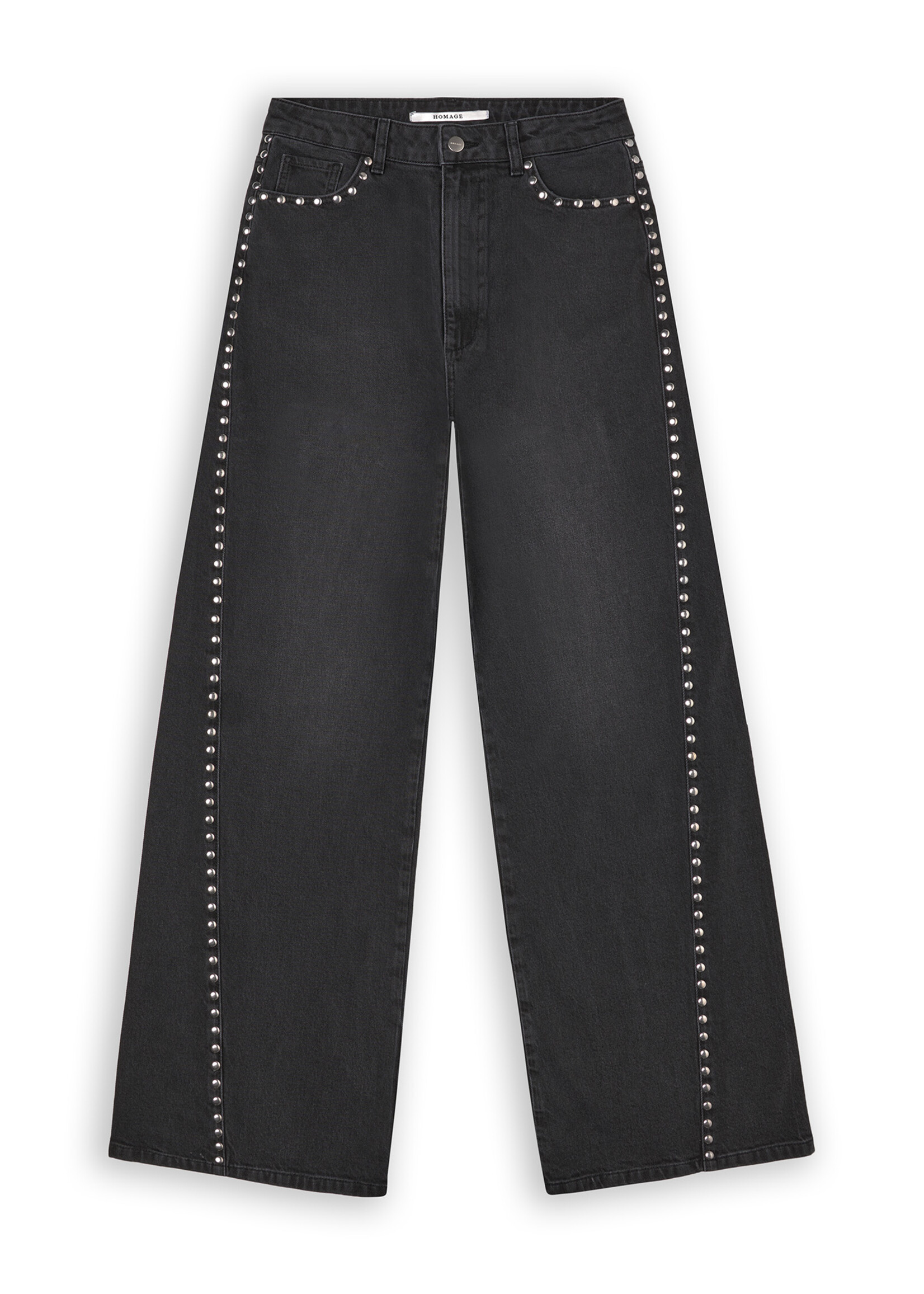 HOMAGE Palazzo Jeans With Studs - Washed Black