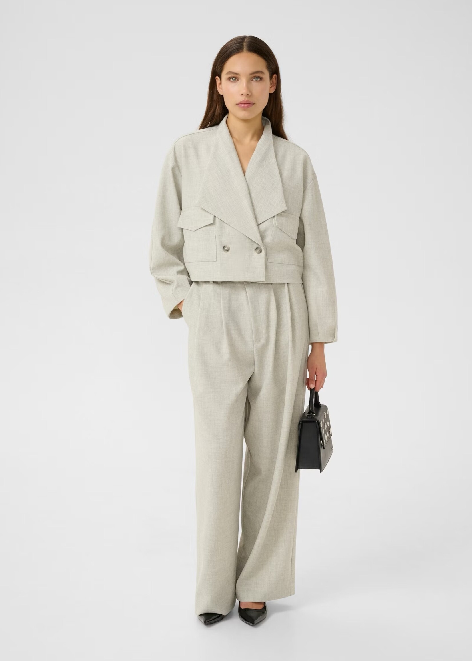 Gestuz Wiana MW Pants - Off White Melange