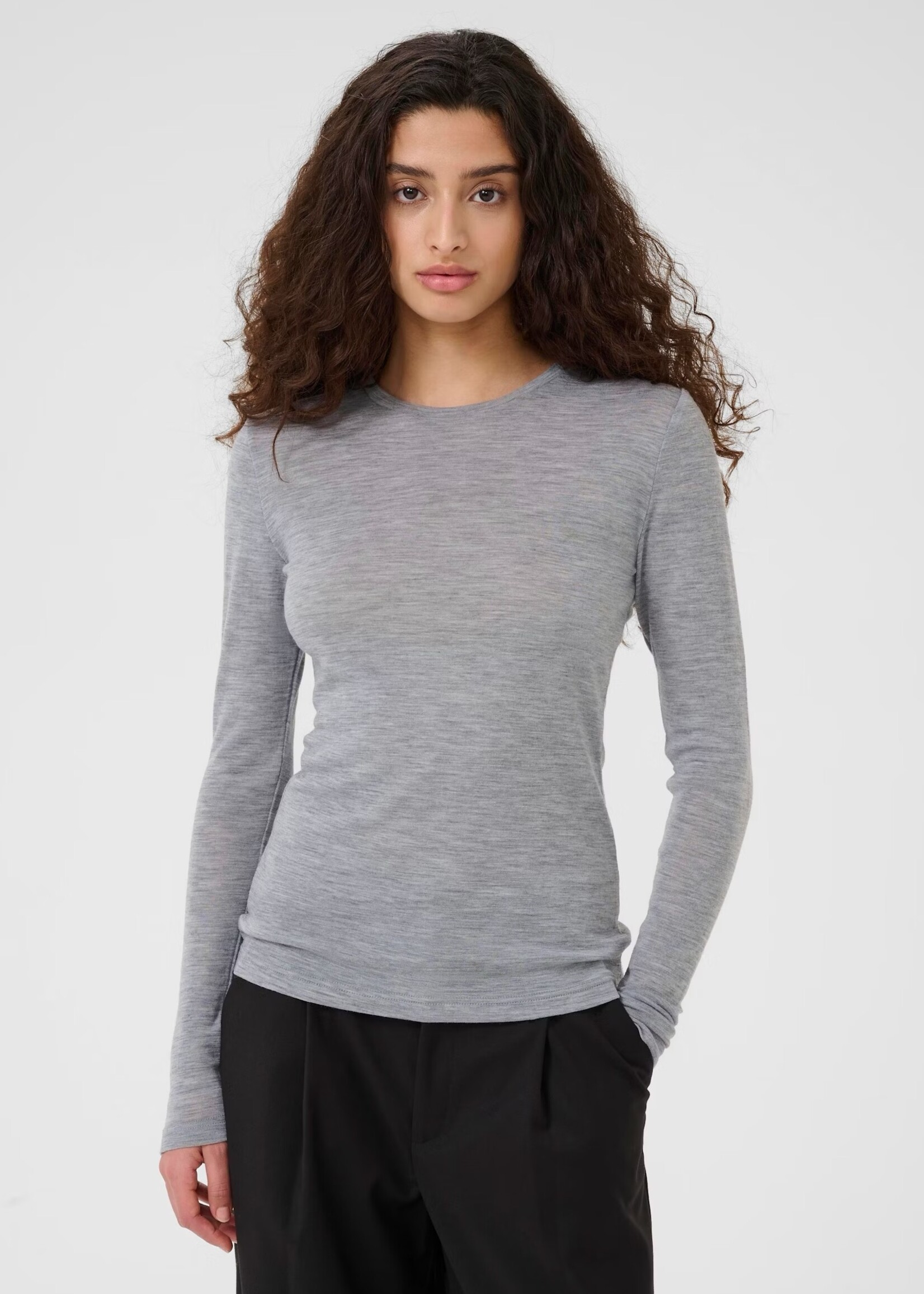 Gestuz NiniaGZ Wool roundneck - Grey Melange