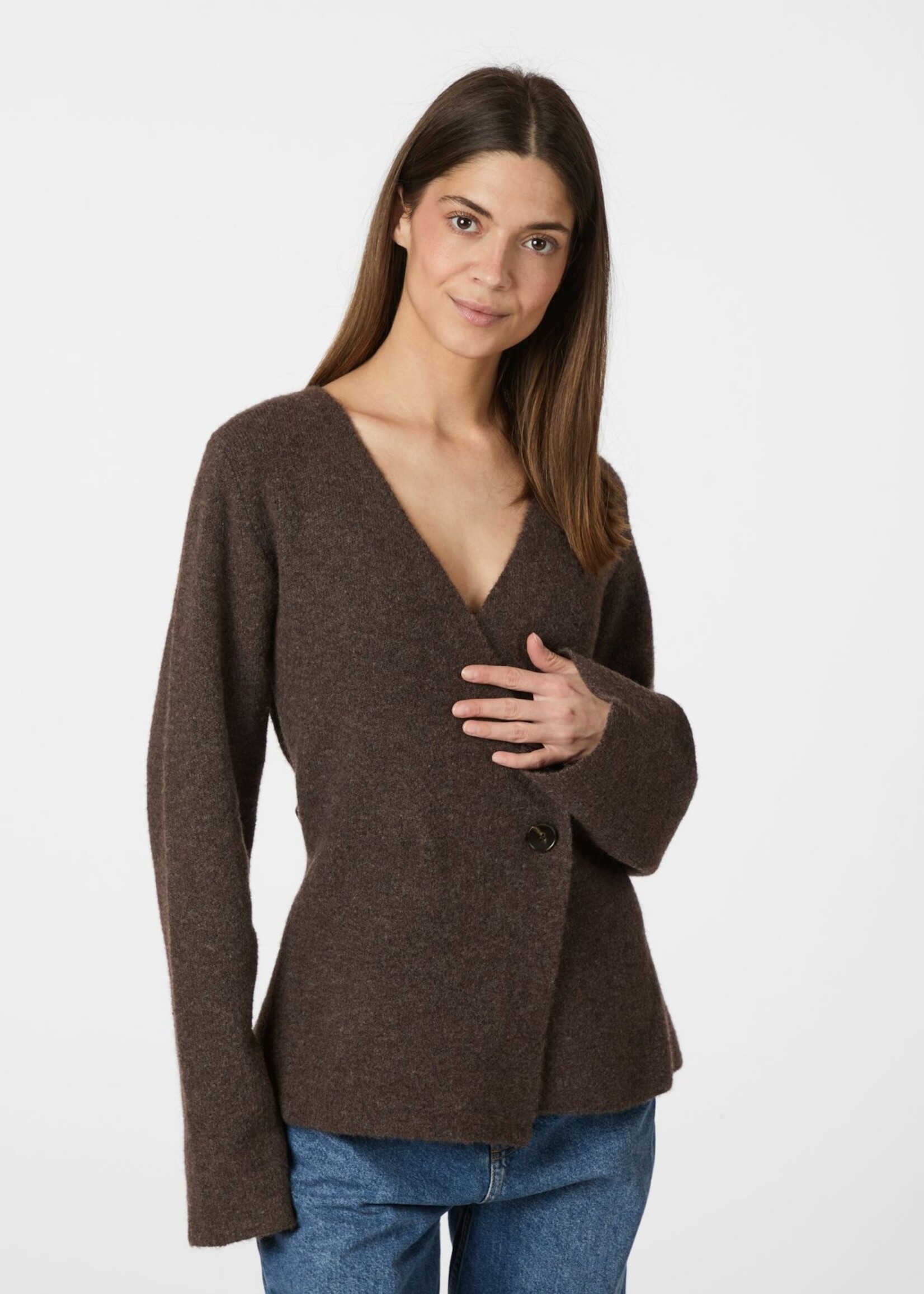 Neo Noir Marie Louise Knit Cardigan - Brown Melange