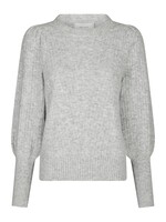 Neo Noir Kelsey Knit Blouse - Light Grey Melange