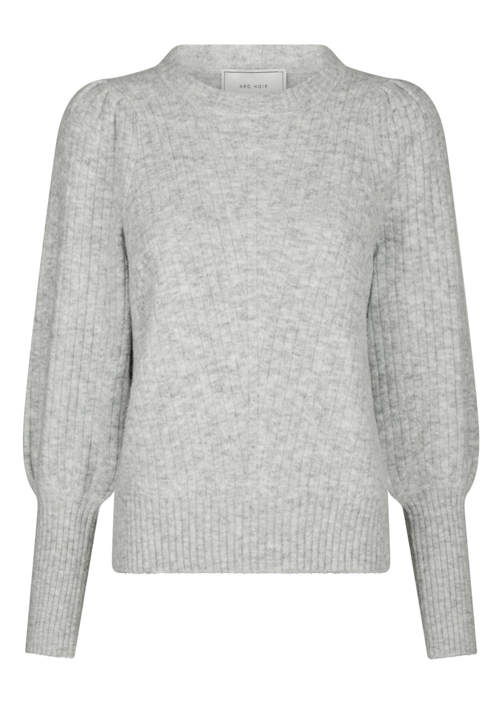 Neo Noir Kelsey Knit Blouse - Light Grey Melange