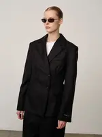 Herskind Sailor Wool Fitted Blazer - Black Pinstripe