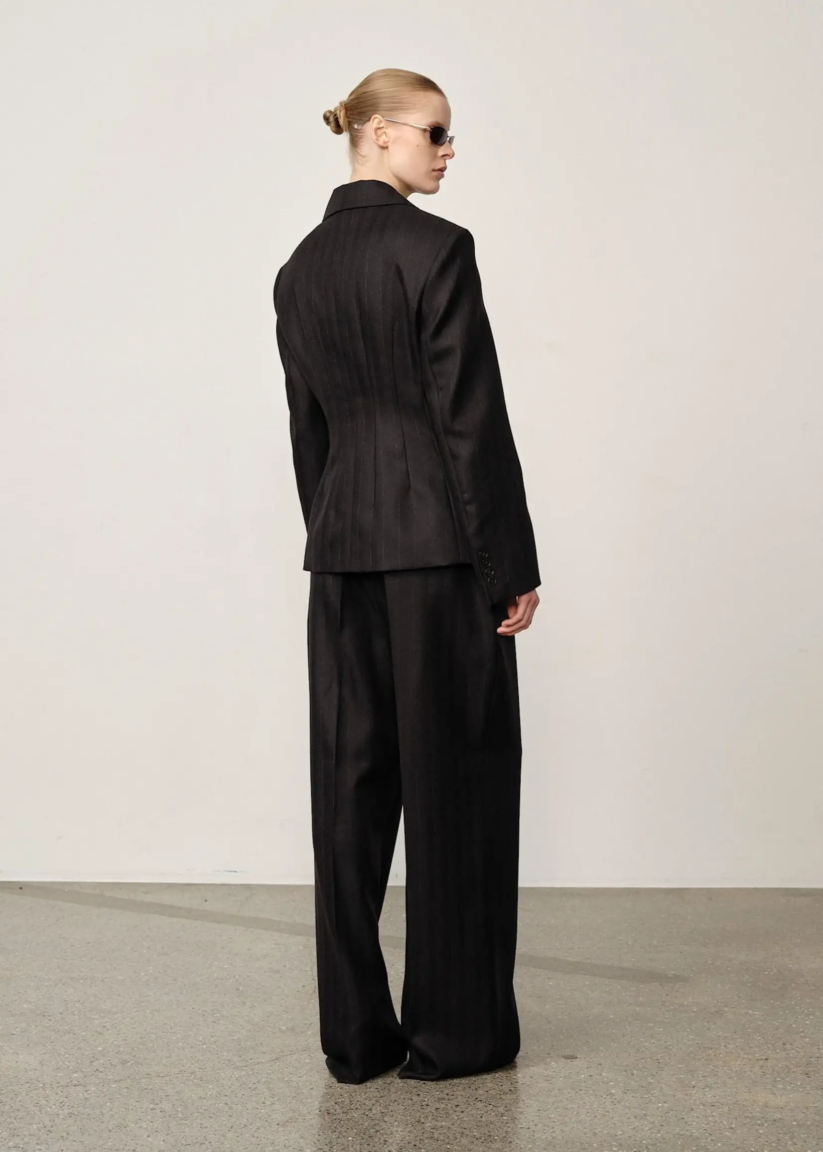 Herskind Sailor Wool Fitted Blazer - Black Pinstripe