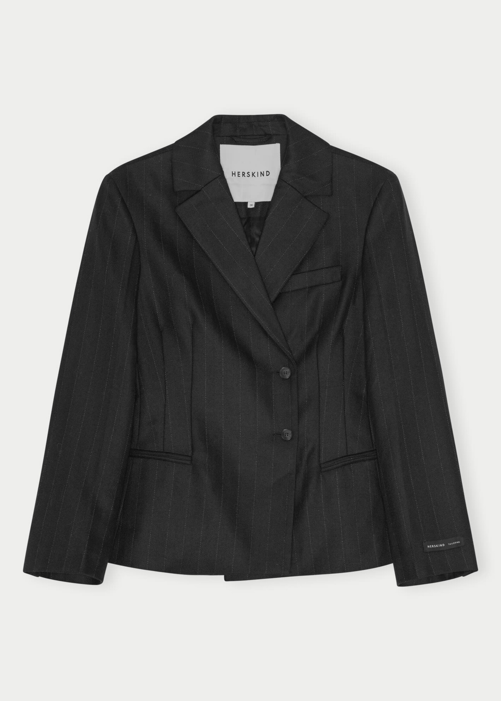 Herskind Sailor Wool Fitted Blazer - Black Pinstripe