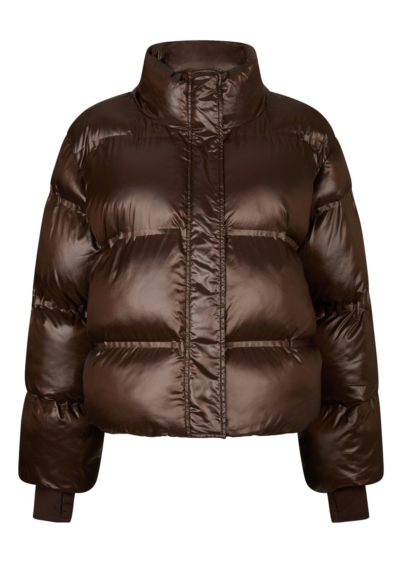 Neo Noir Rhea Shiny Puffer Jacket - Dark Brown
