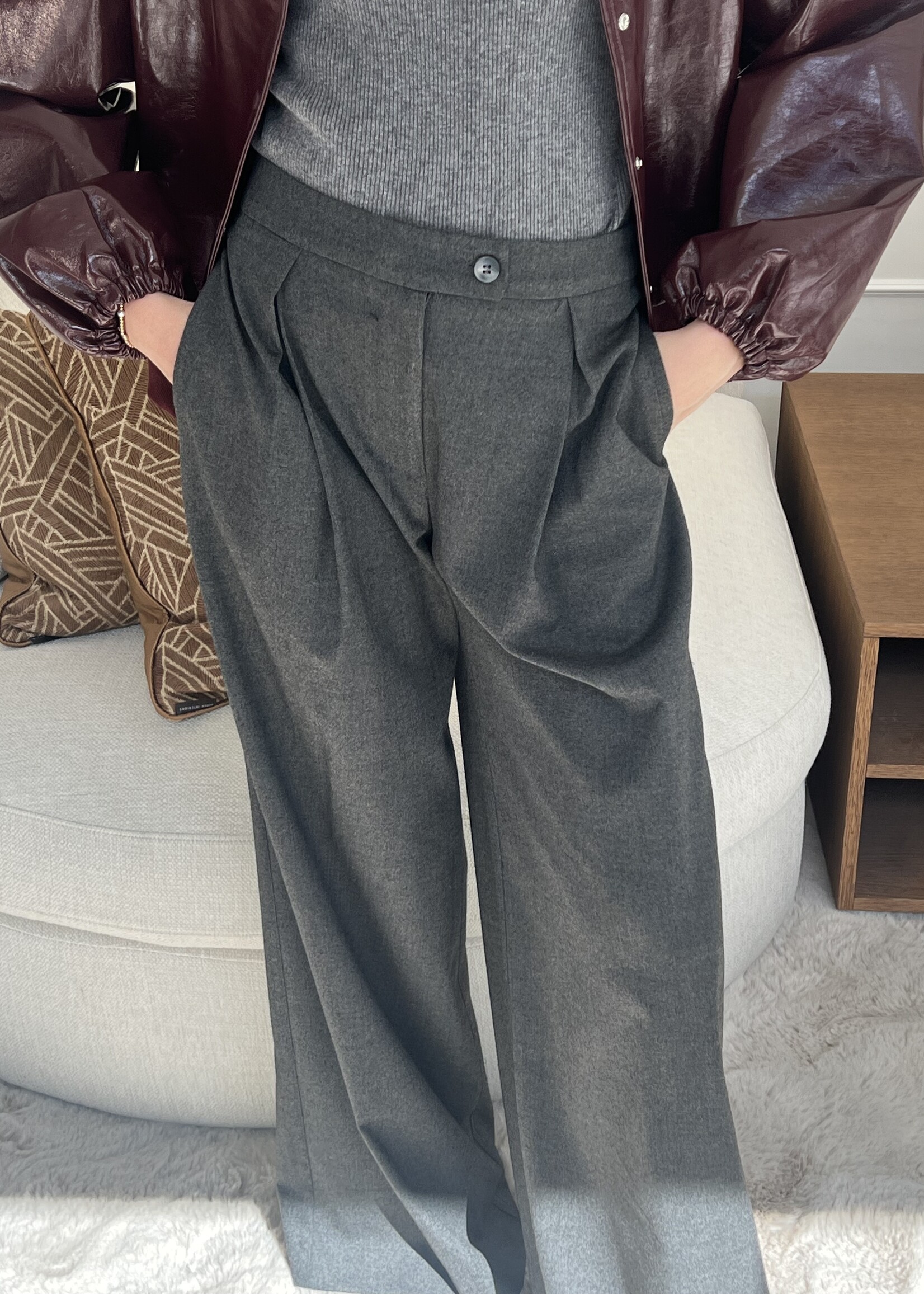 Wide-Leg Pants - Grey