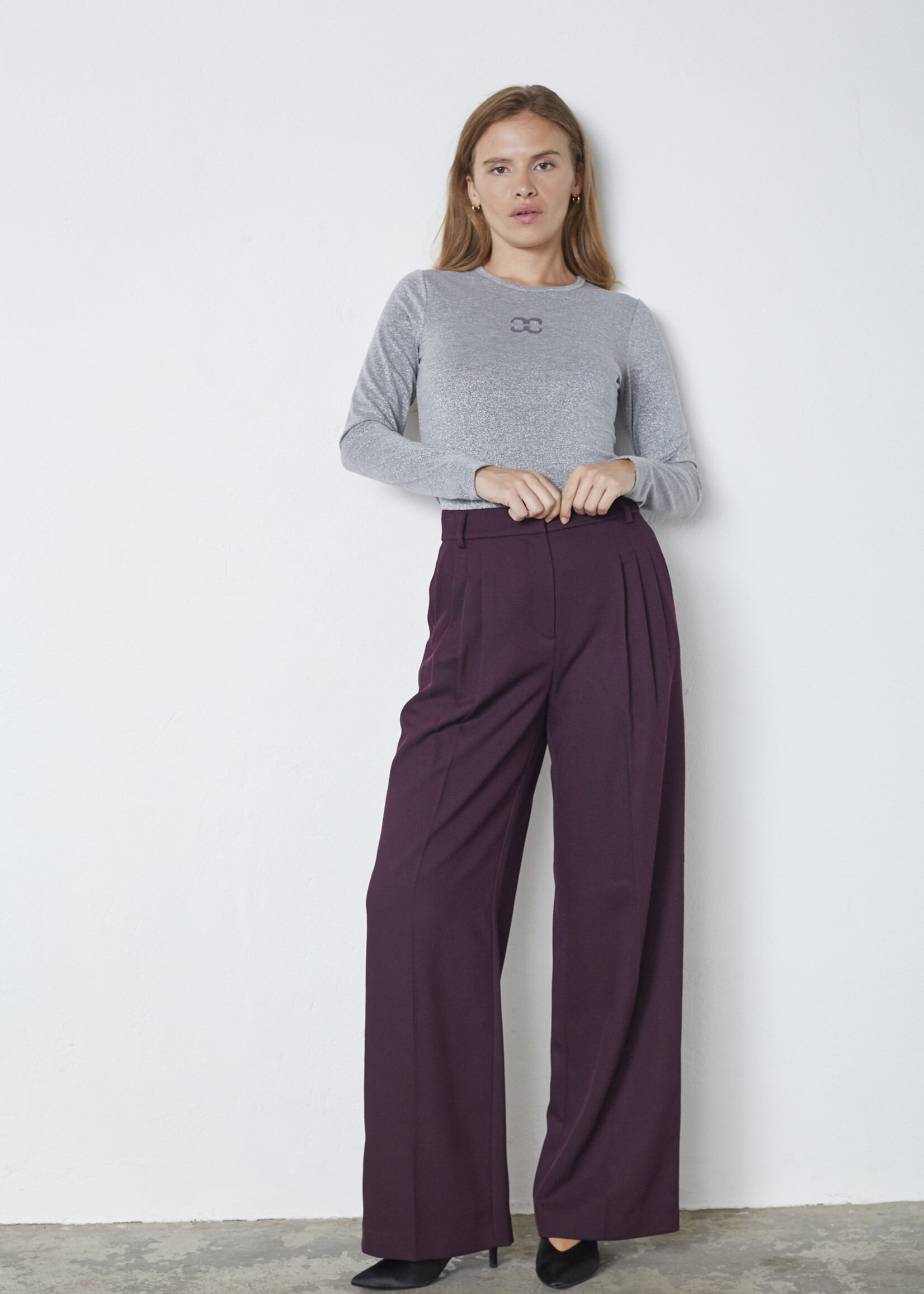 Co’Couture AlmiraCC Pleat LL pant - Plum