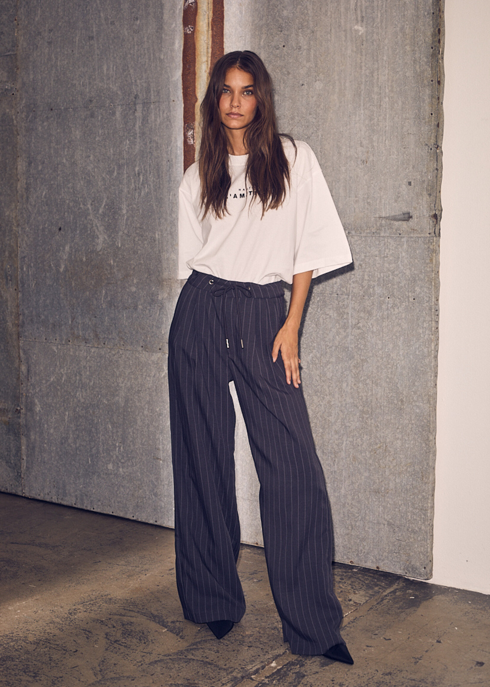 Michelle Pin String Tie Tall Pant - Dark Grey