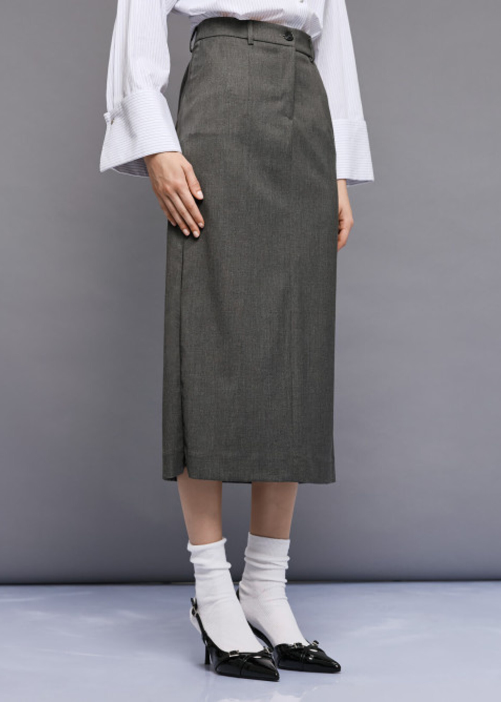 546034304 - Midi Pencil Skirt Grey