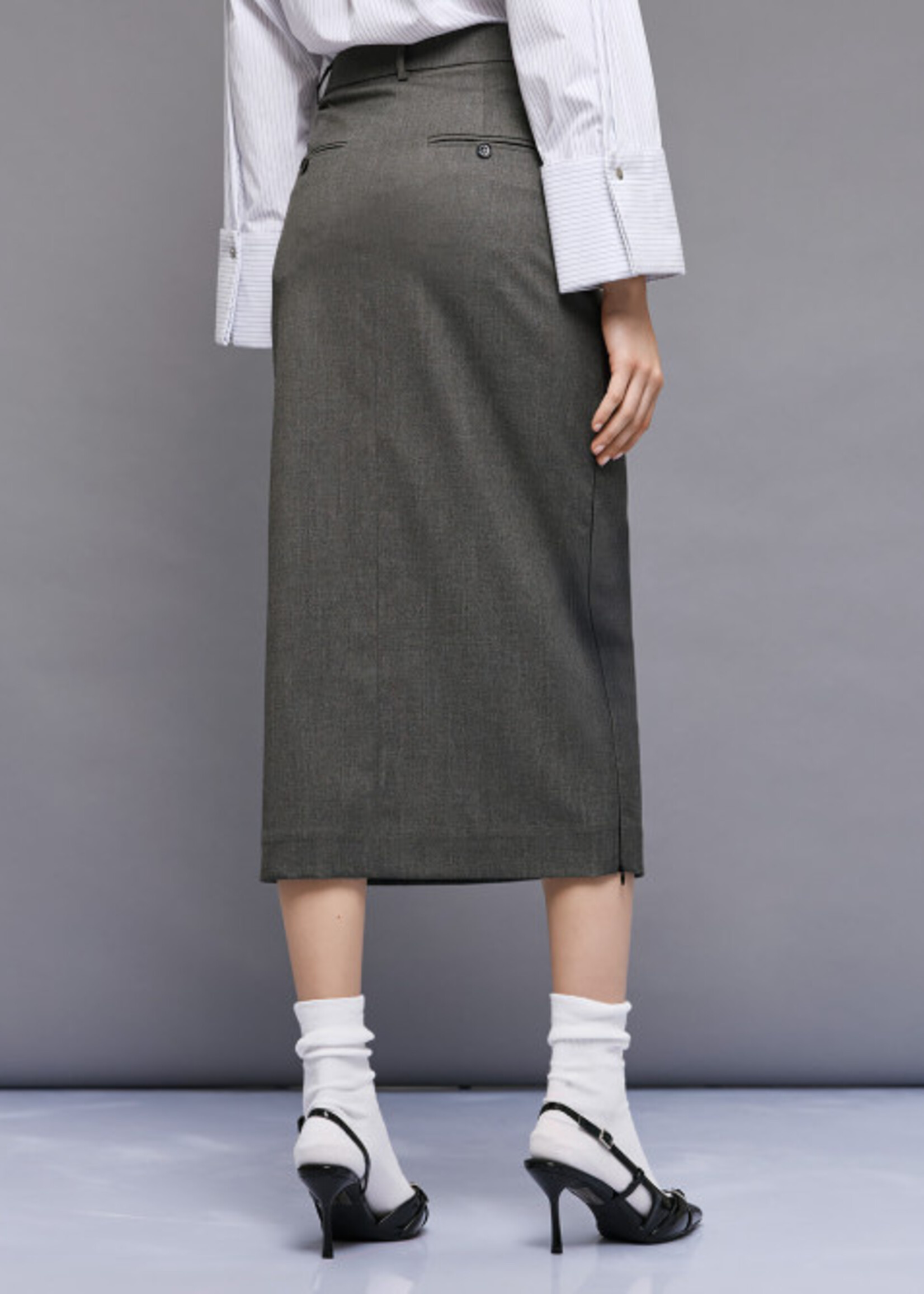 546034304 - Midi Pencil Skirt Grey