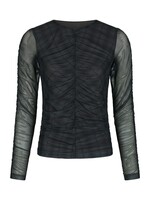 Neo Noir Bea Check Mesh Blouse - Dark Grey