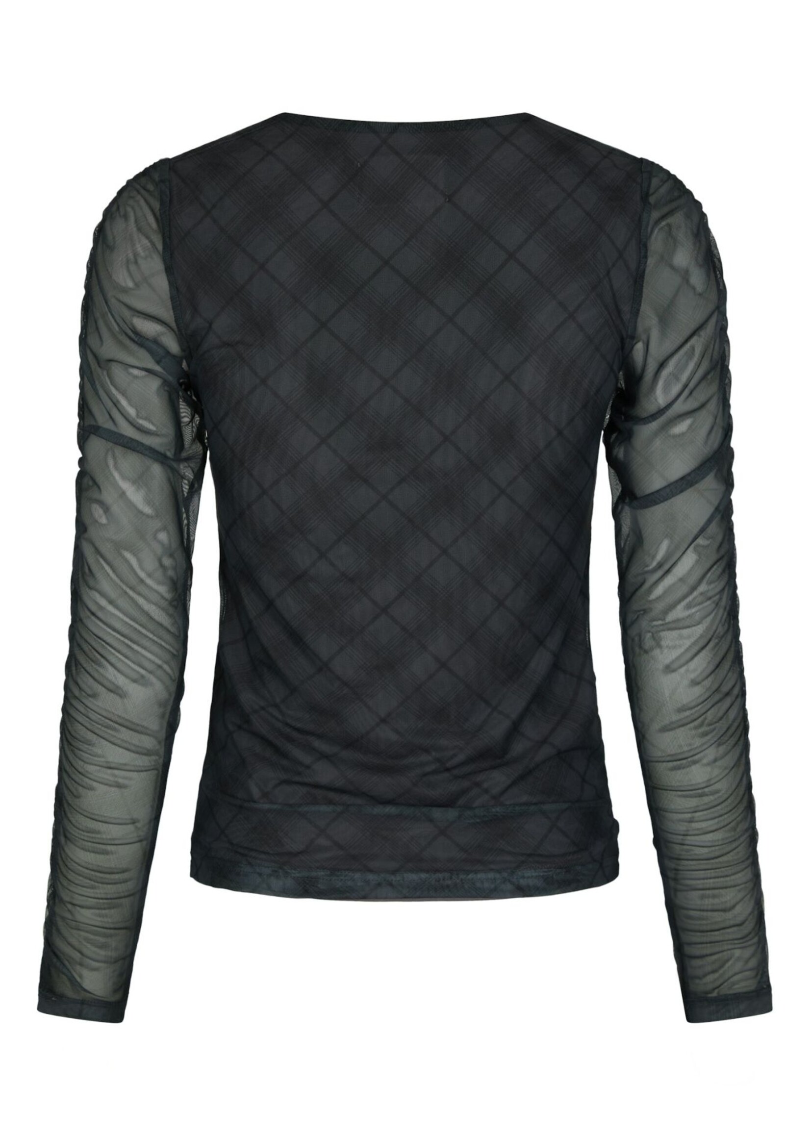 Neo Noir Bea Check Mesh Blouse - Dark Grey