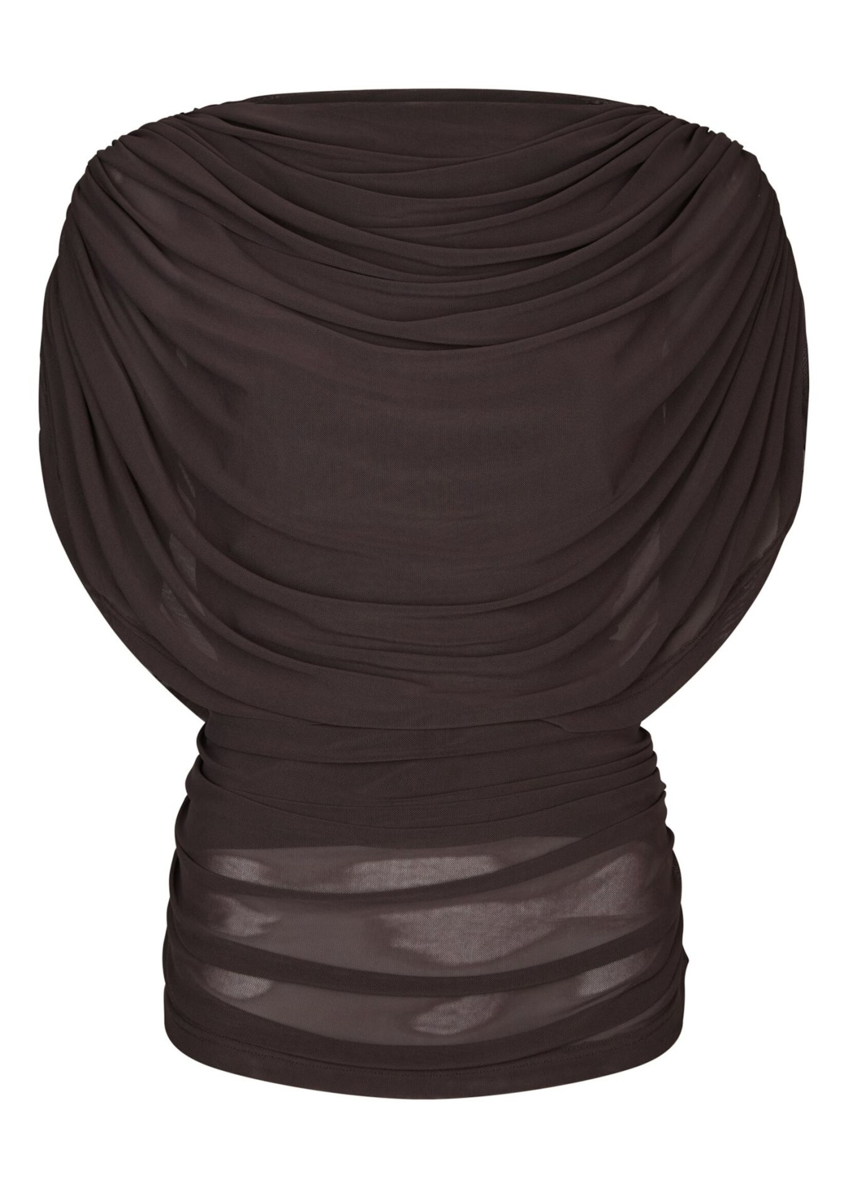 Neo Noir Cottuna Drapy Mesh Top - Brown