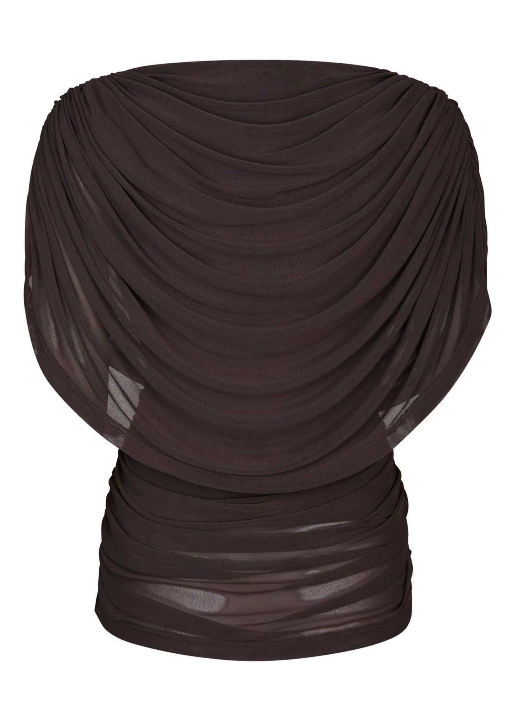 Neo Noir Cottuna Drapy Mesh Top - Brown