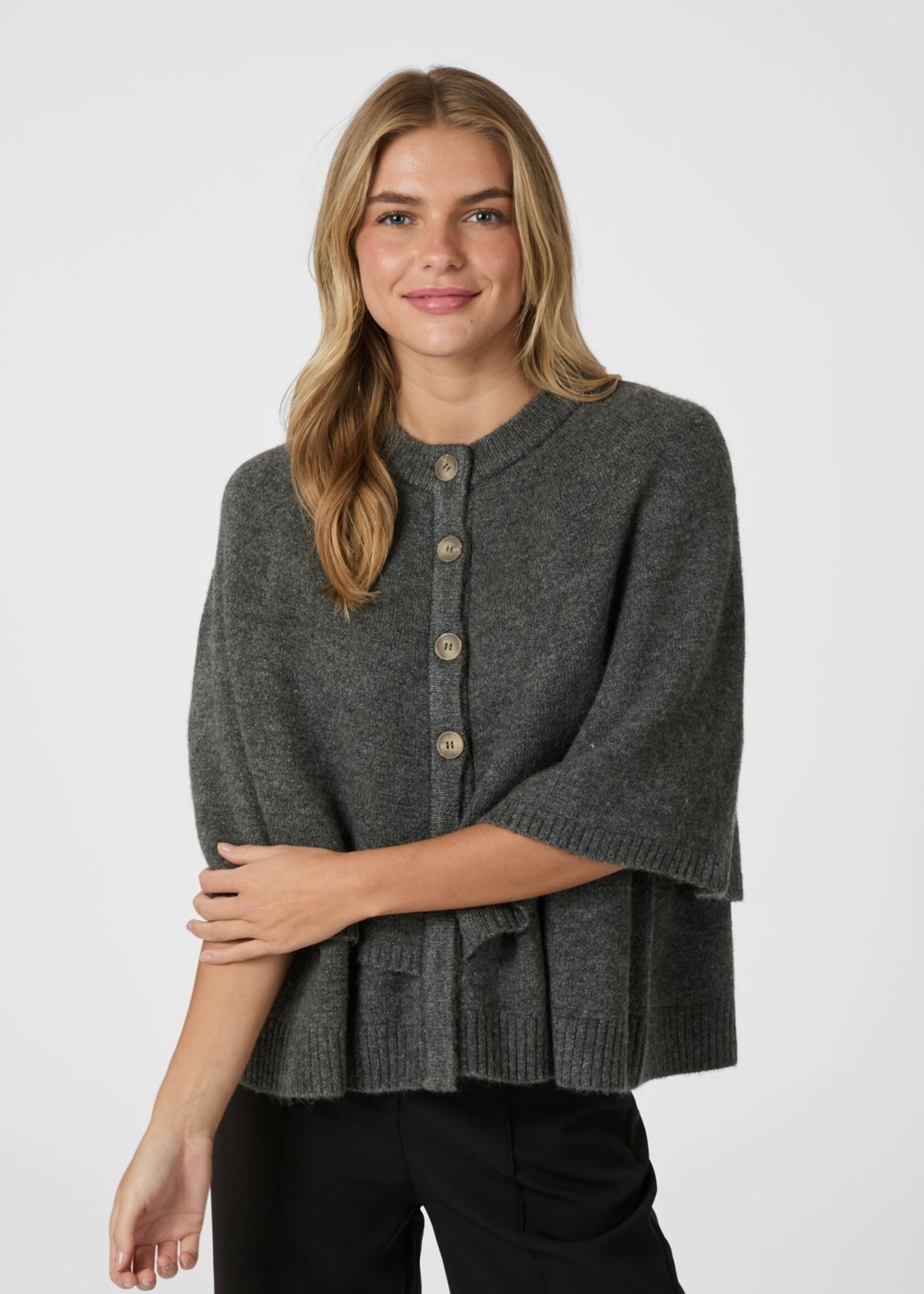 Neo Noir Josei Double Knit Cape - Dark Grey