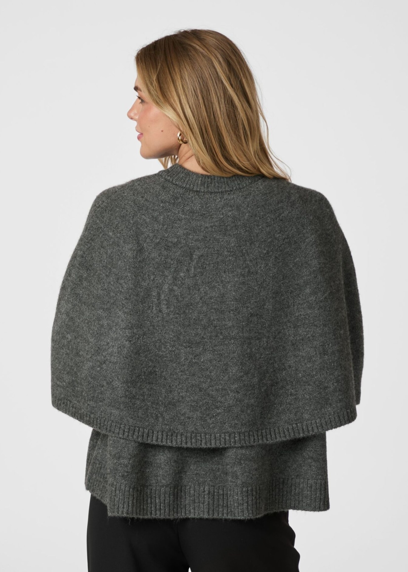 Neo Noir Josei Double Knit Cape - Dark Grey