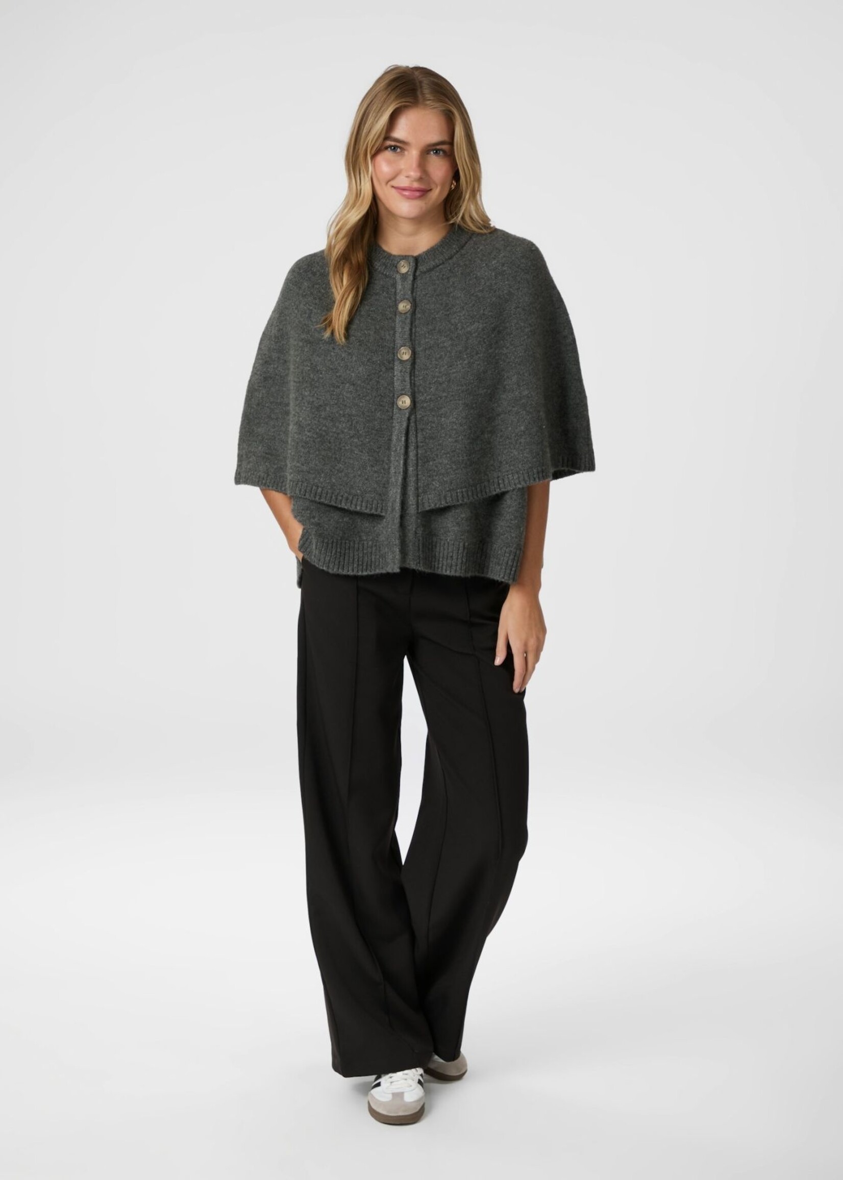 Neo Noir Josei Double Knit Cape - Dark Grey
