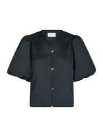 Neo Noir Aisa Dull Satin Blouse - Navy